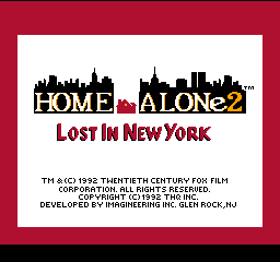 Home Alone 2 Lost In New York title screen for NES